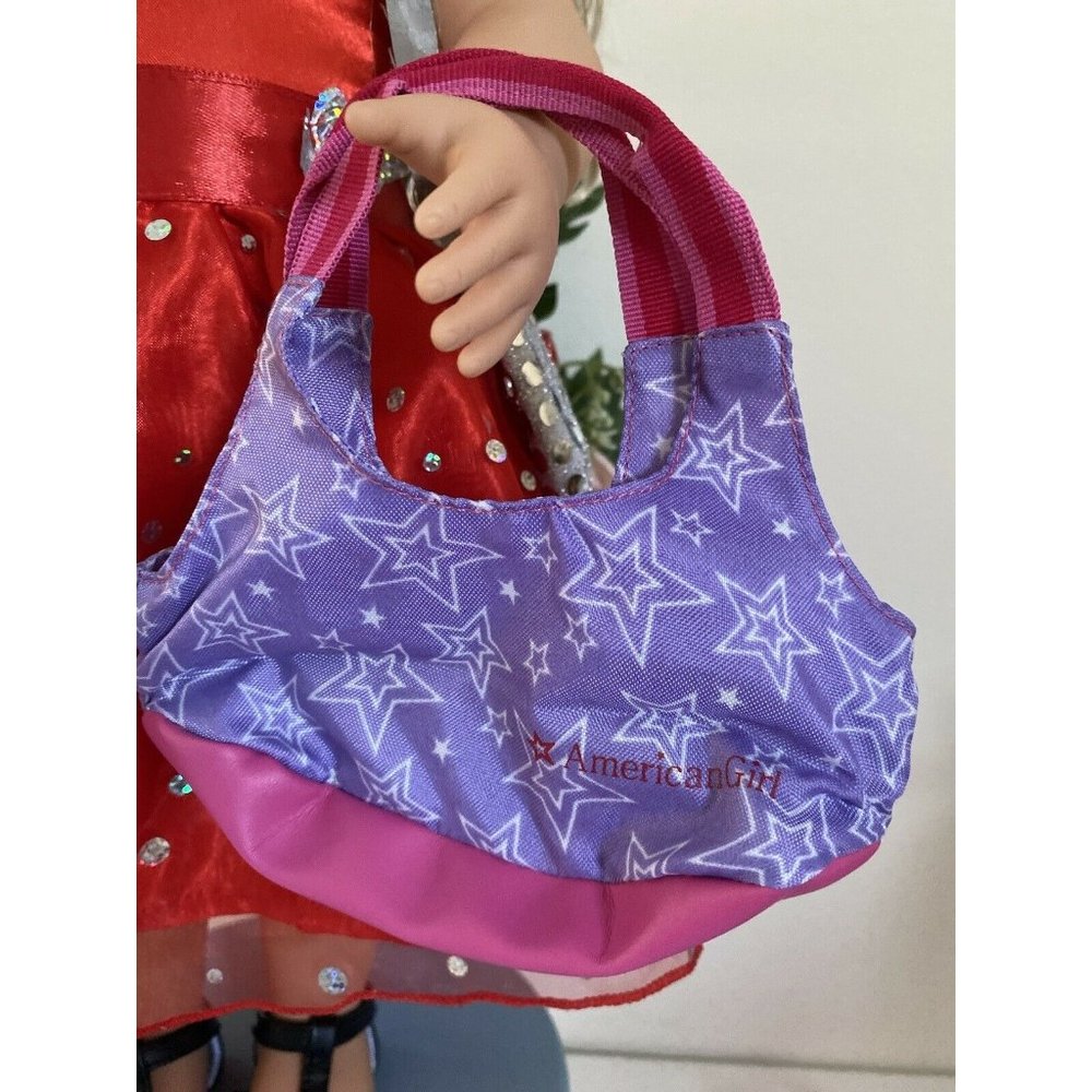 American Girl Battat OG Retired Purple Pink Stars Hand Bag for Dolls 16"‎ 18"